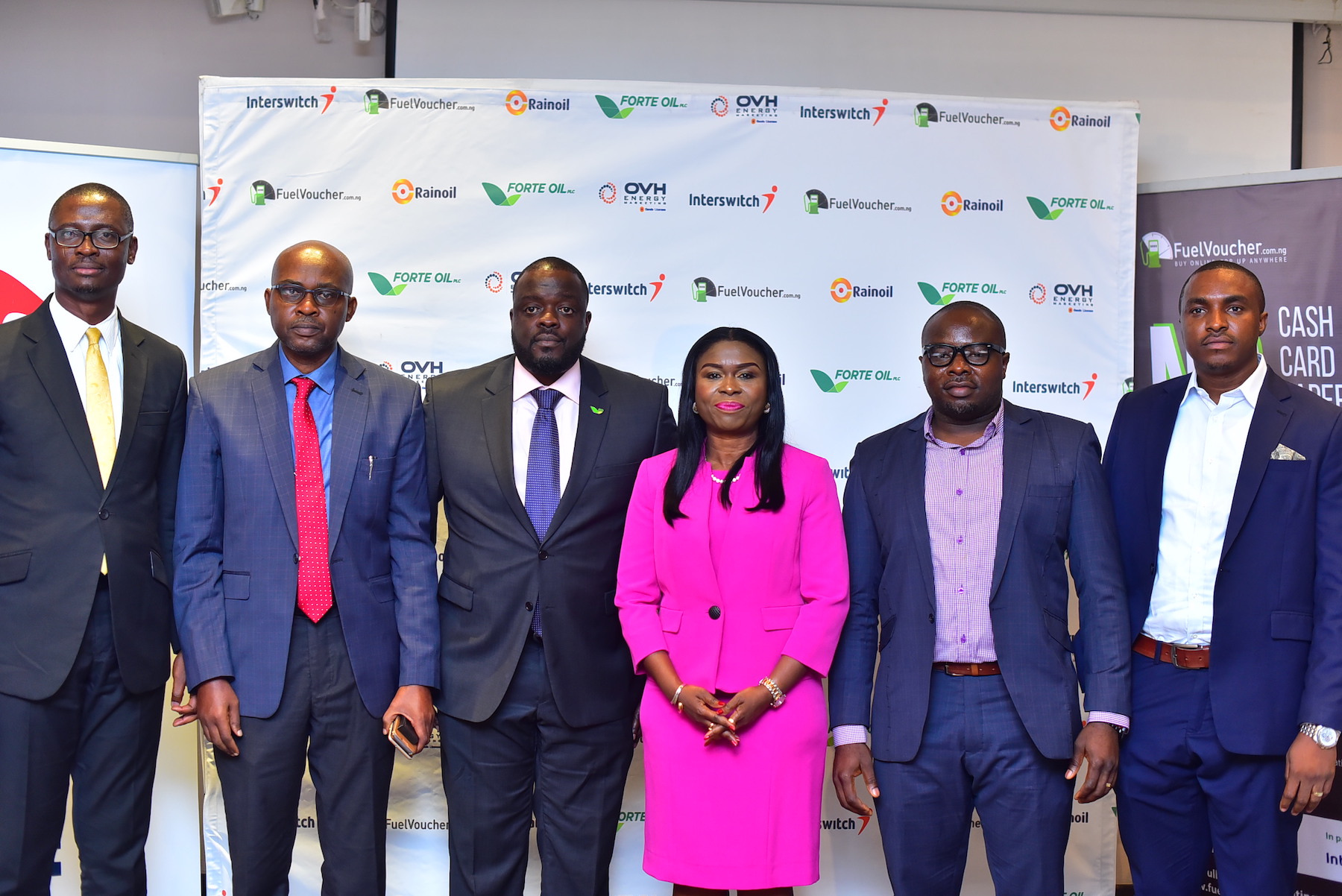 L-R: Babafemi Olabiyi, Head of Sales at OVH Energy Marketing; Kenneth Ndabai, Executive Director Operations at RainOil; Tunde Pratt, Head of Supply, Trading and Depot Operations at Forte Oil; Chinyere Don-Okhuofu, Divisional CEO of Interswitch Industry Vertical Markets; Chimezie Emewulu, CEO, Seamfix/EVSL and Chibuzor Onwurah, Co-founder Seamfix/EVSL