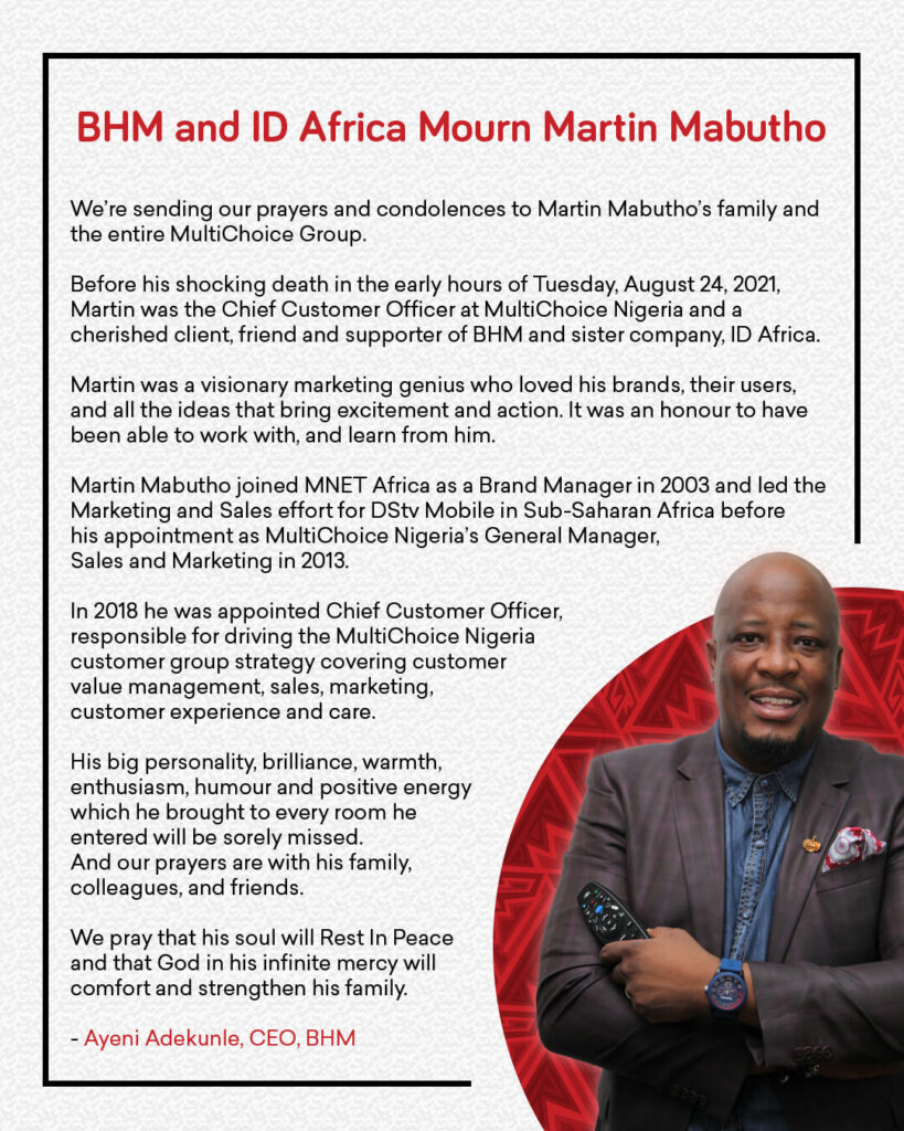 BHM and ID Africa Mourn Martin Mabutho