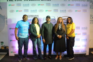 Austen Osokpor, Head, Marketing and Corporate Communications, Ecobank Nigeria; Onyinye Ikenna-Emeka, Chief Marketing Officer, MTN Nigeria; Prince Adeyinka Adewole, Vice President, Nigeria Chess Federation; Bukola Ademiluyi, Head, Education, Faith and Social Services, Ecobank Nigeria and Njide Ken-Odogwu, Marketing & Strategy: Sponsorship & Promotions Manager, MTN Nigeria, during the Press Conference for the Ecobank National Schools’ Team Chess Championships, sponsored by MTN and Ecobank held at the Ecobank Pan-Atlantic Centre, Victoria Island on Friday, June 13, 2025.